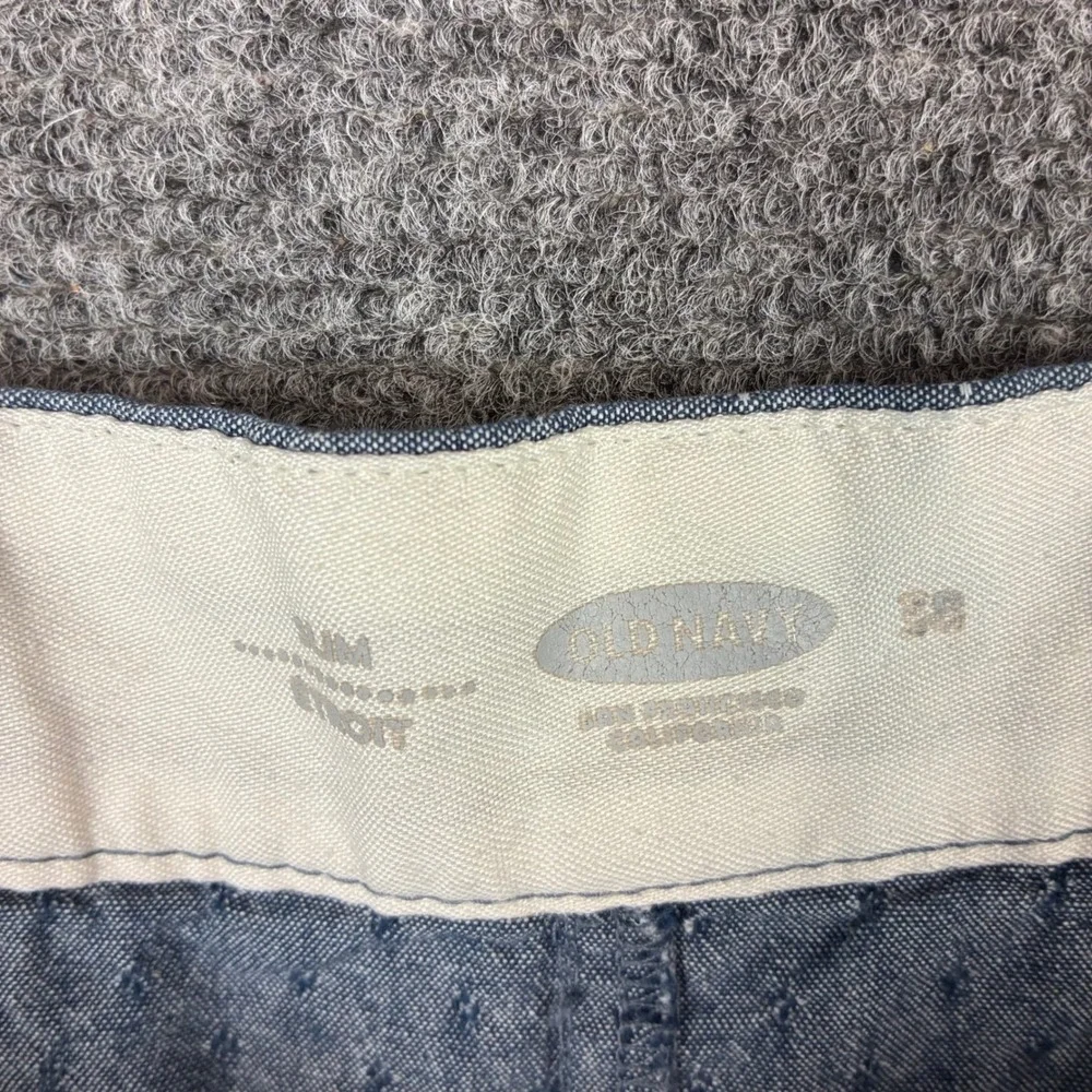 Old Navy Mens Slim Built-In Flex Shorts Blue White Micro Print Size 38